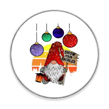 Show your Baubles - Wichtel Christmas Gnom - Runder Kühlschrankmagnet - Weiß - Vorne