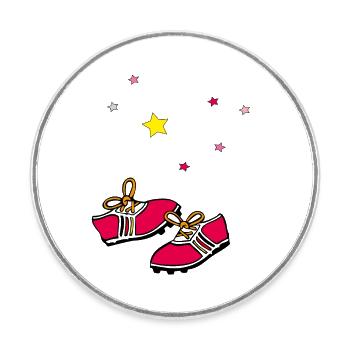 Football boots, stars - Round  fridge magnet - white - Front