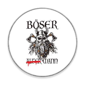 Böser Wikinger-Krieger Grafik - Runder Kühlschrankmagnet - Weiß - Vorne