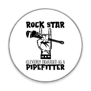 Tuyauteur Rock Star Cleverly Laborer Tuyauteurs - Magnet rond - blanc - Devant