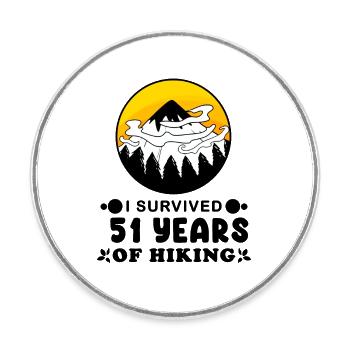Berg Wanderer 51. Geburtstag 51 Jahre alt Geschenk - Runder Kühlschrankmagnet - Weiß - Vorne