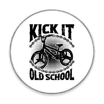 Kick It Old School BMX Racing Cycling BMX Rider - Round  fridge magnet - white - Front