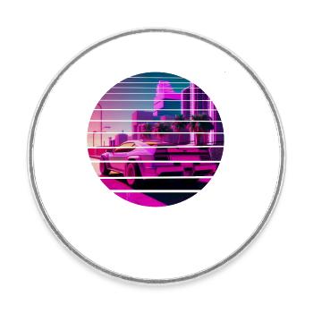 Retro Wave Sport 80s Vaporwave Sunset - Runder Kühlschrankmagnet - Weiß - Vorne