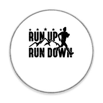Run Up Run Down aime Ultra Running Trail Runner - Magnet rond - blanc - Devant