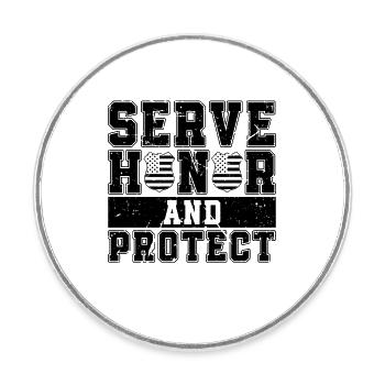 Serve Honor And Protect Policeman Police Officers - Round  fridge magnet - white - Front