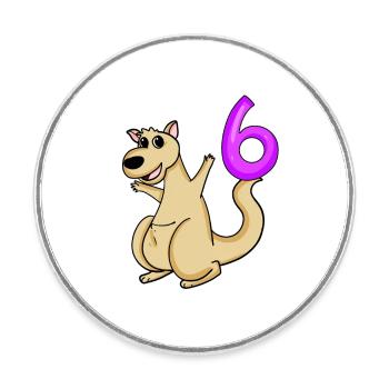 6 Birthday 6 years old with animal motif - six - Round  fridge magnet - white - Front