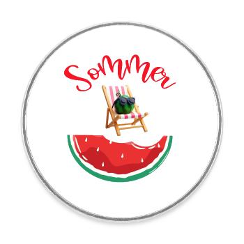 Sonne Sommer Strand Meer Wassermelone - Runder Kühlschrankmagnet - Weiß - Vorne