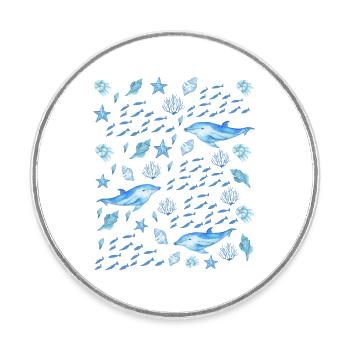 Sea Creatures - Marine Life Lovers - Runder Kühlschrankmagnet - Weiß - Vorne
