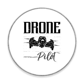 Drone Pilot Quadcopter Racing Machine Drone Racer - Runder Kühlschrankmagnet - Weiß - Vorne