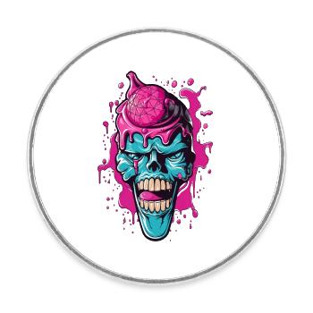 Bunter Totenkopf mit Acryl-Design - Runder Kühlschrankmagnet - Weiß - Vorne