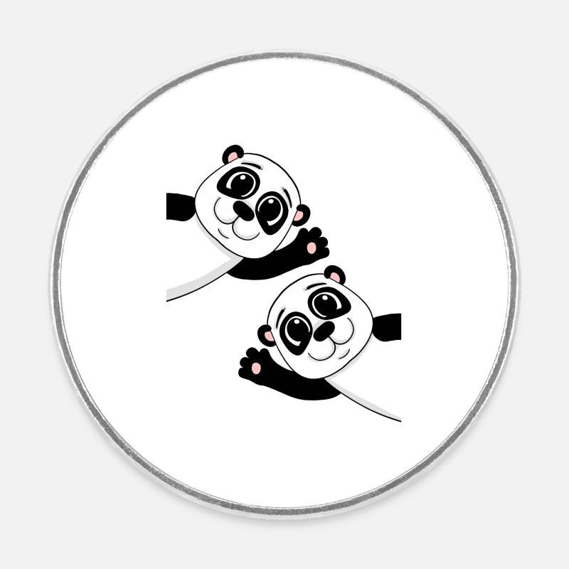 Pandas mignons - Magnet rond - blanc