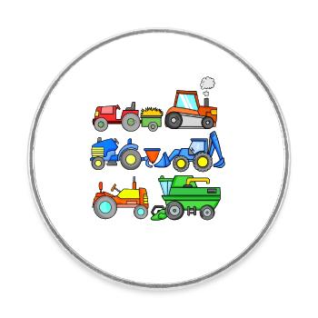 Baustelle Fahrzeuge - Runder Kühlschrankmagnet - Weiß - Vorne