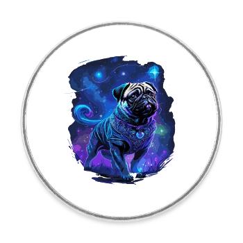 Mystischer Mops Hund - Runder Kühlschrankmagnet - Weiß - Vorne