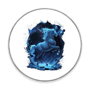 Licorne rebelle Mystic Licorne Blue Spirit - Magnet rond - blanc - Devant
