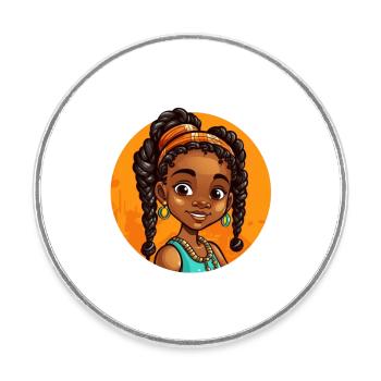 Elegant Afro-Heroine Illustration - Round  fridge magnet - white - Front
