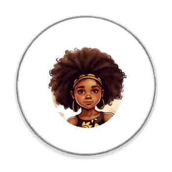 Powerful Afro Heroine Illustration - Round  fridge magnet - white - Front