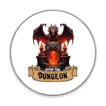 Entrez dans le Dunegon RPG Gate Dragon - Magnet rond - blanc - Devant