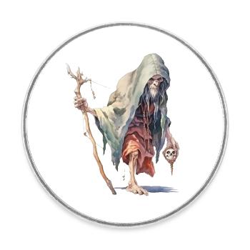 Creepy Forest Mage – Dark Fantasy Wizard - Round  fridge magnet - white - Front
