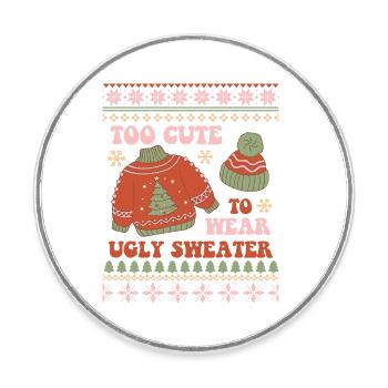 Hässlicher Weihnachtspullover - Runder Kühlschrankmagnet - Weiß - Vorne