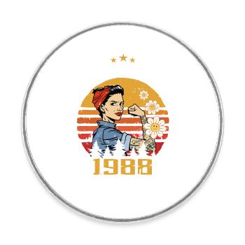 November Vintage 1988 Born Birthday Women - Round  fridge magnet - white - Front