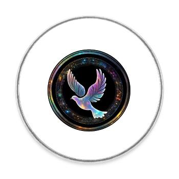 Colombe de la galaxie dans l’anneau étoilé - Magnet rond - blanc - Devant