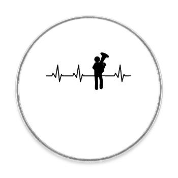Tuba Stick Figures Heartbeat - Round  fridge magnet - white - Front