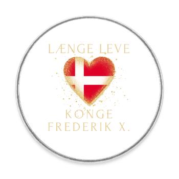 Læng leve Konge Frederik X Dänemark - Runder Kühlschrankmagnet - Weiß - Vorne
