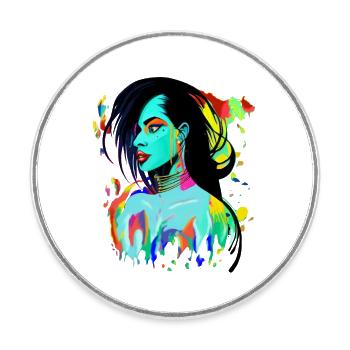 Neon Portrait Color Explosion - Round  fridge magnet - white - Front