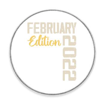 February 2022 Birthday February 2022 Retro - Round  fridge magnet - white - Front