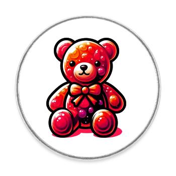 Bear - Round  fridge magnet - white - Front