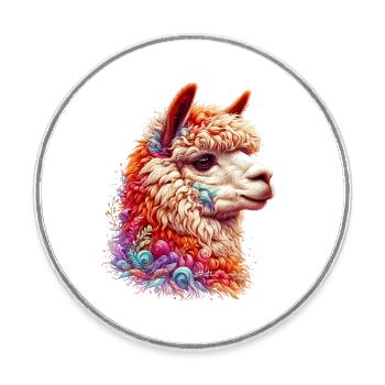 Alpaca - Round  fridge magnet - white - Front