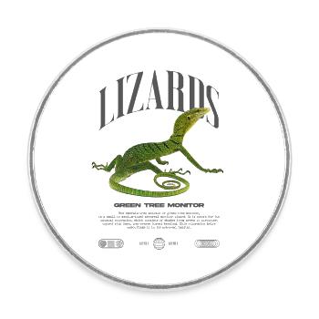 Moniteur d’arbre vert Streetwear gardien de lézard - Magnet rond - blanc - Devant