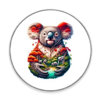 Koala - Runder Kühlschrankmagnet - Weiß - Vorne