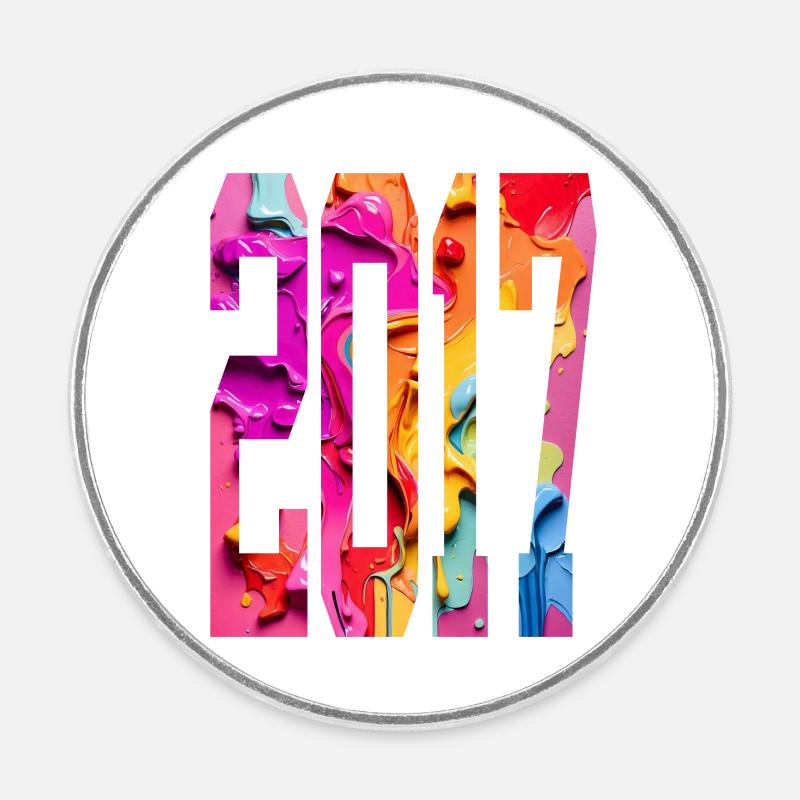 COLORFUL 9TH BIRTHDAY 2017 - Round  fridge magnet - white