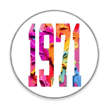 BUNT 55. GEBURTSTAG 1971 - Runder Kühlschrankmagnet - Weiß - Vorne