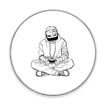 Dessin au trait du joueur - Magnet rond - blanc - Devant