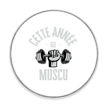 This year go muscu - Round  fridge magnet - white - Front