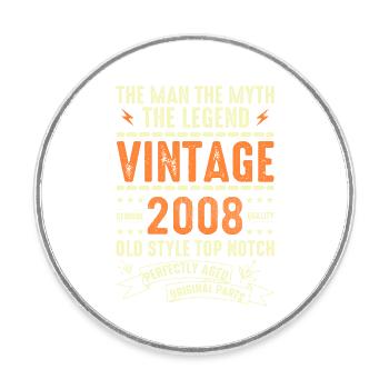2008 Jubiläumsgeschenk Jahrgang 2008 Vintage 2008 - Runder Kühlschrankmagnet - Weiß - Vorne