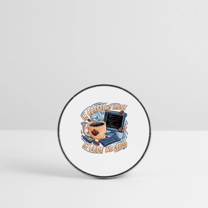 CoffeeCode Debug: In Code We Debug Round  fridge magnet