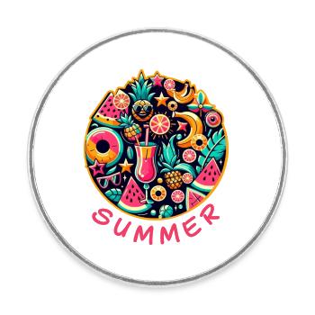 Summer colours - Round  fridge magnet - white - Front