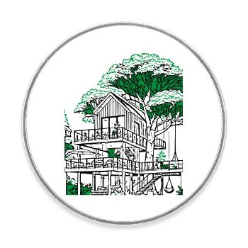 Cabane dans les arbres - Magnet rond - blanc - Devant