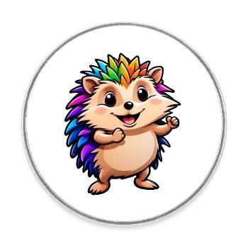 Kinder süßer Cartoon Igel - Runder Kühlschrankmagnet - Weiß - Vorne