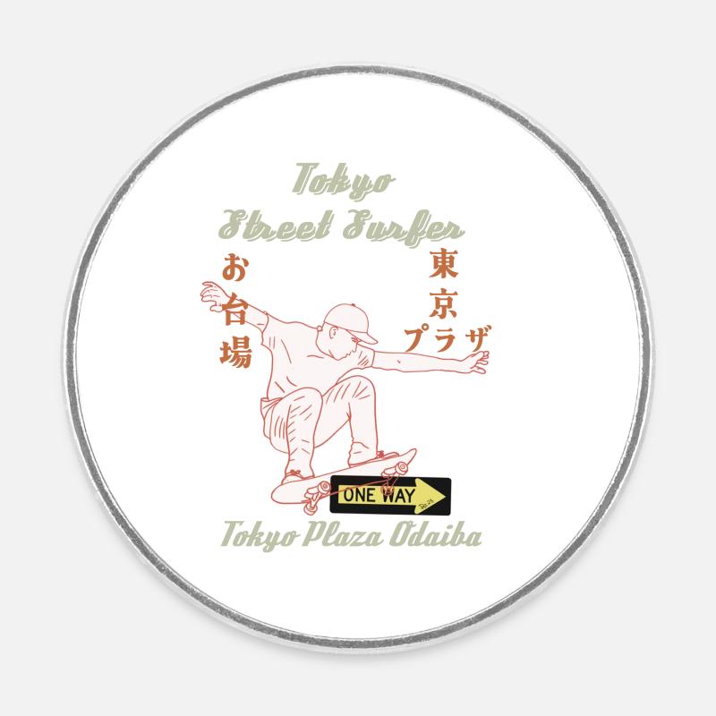 Tokyo Surfer Dude - Magnet rond - blanc
