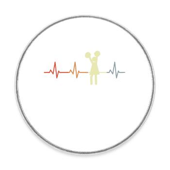 Cheerleader Heart Line - Round  fridge magnet - white - Front