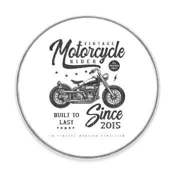 Vintage Motorrad Biker Geburtstag geboren im Jahr 2015 - Runder Kühlschrankmagnet - Weiß - Vorne