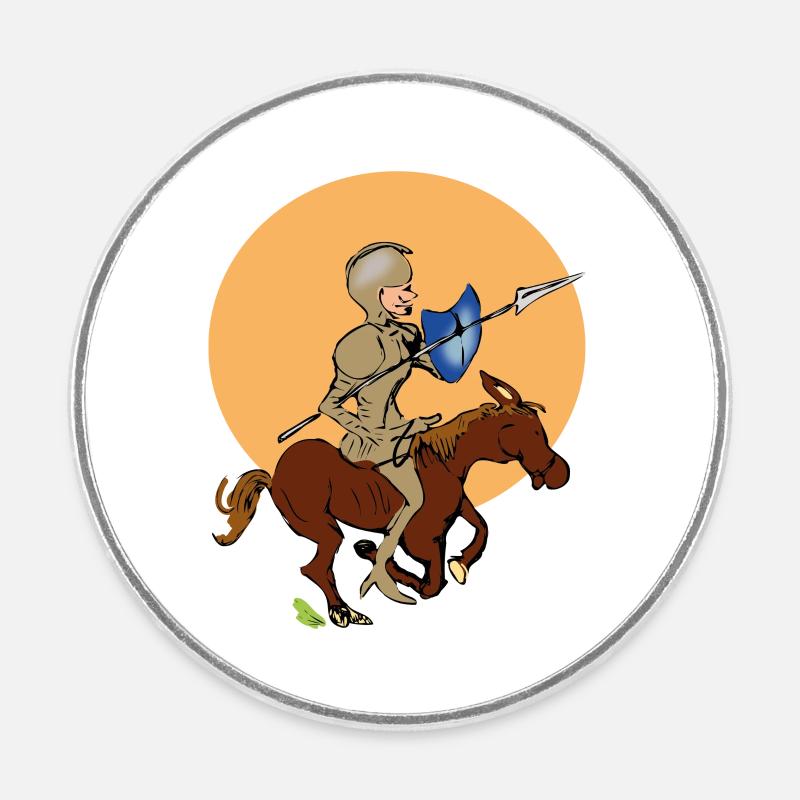 Ritter auf Pferd - Runder Kühlschrankmagnet - Weiß