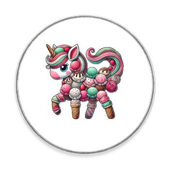 Unicorn Cream Scoop Cream Summer Dessert Whimsical - Round  fridge magnet - white - Front