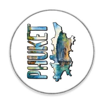 Aquarell Landkarte Phuket - Runder Kühlschrankmagnet - Weiß - Vorne
