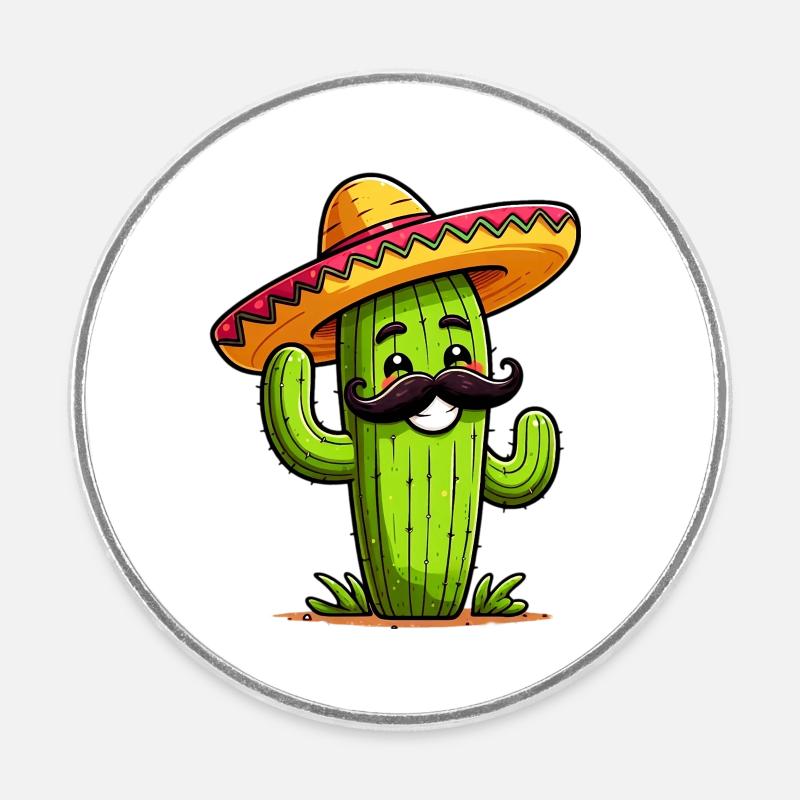 Cactus - Round  fridge magnet - white