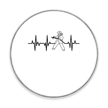 Firefighter Heart Palpitations - Round  fridge magnet - white - Front
